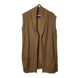 Ralph lauren blue label brown sleeveless duster cardigan womens M shawl collar